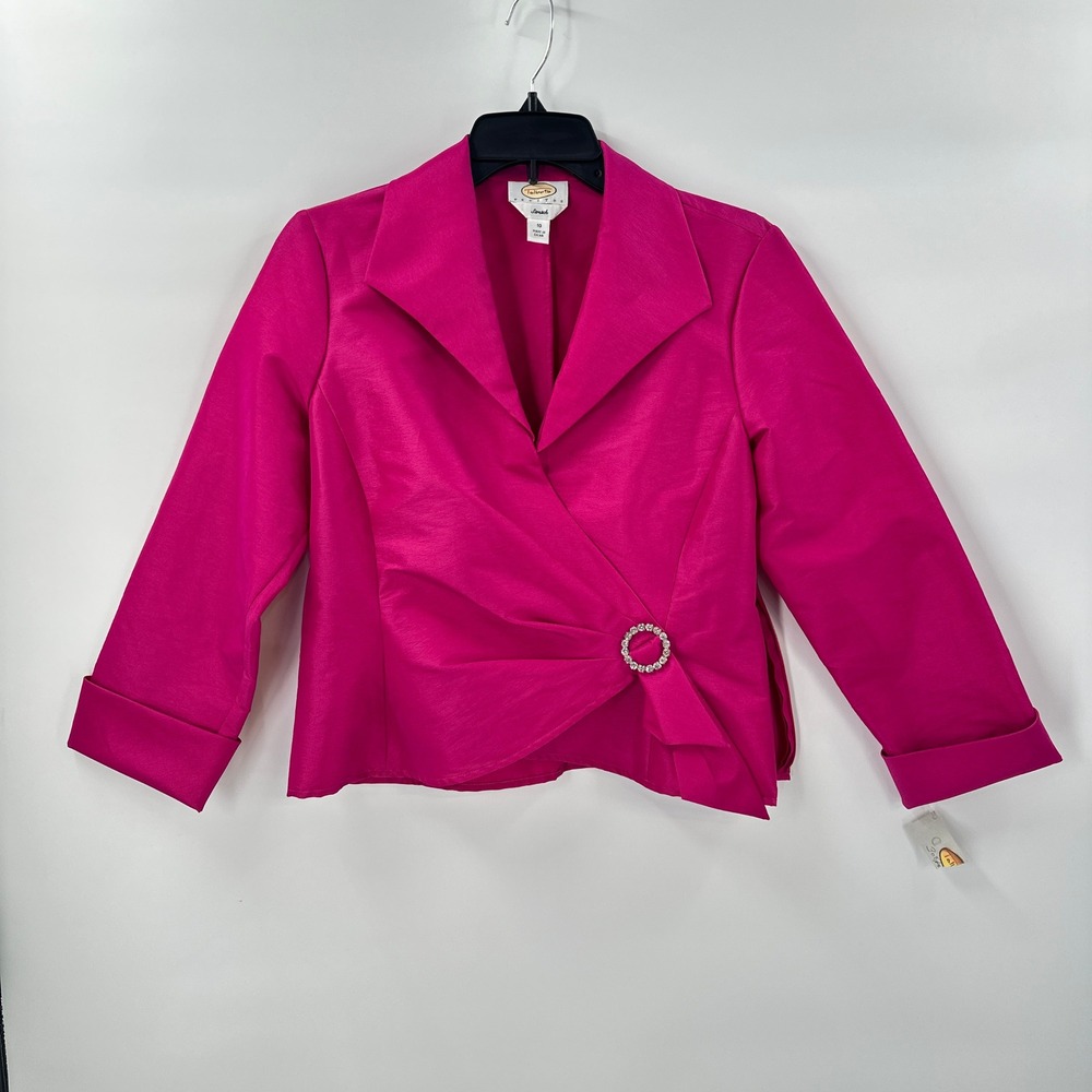 Talbots Petites Pink Stretch Blazer 10P Jacket Embellished Closure‎ Event NEW